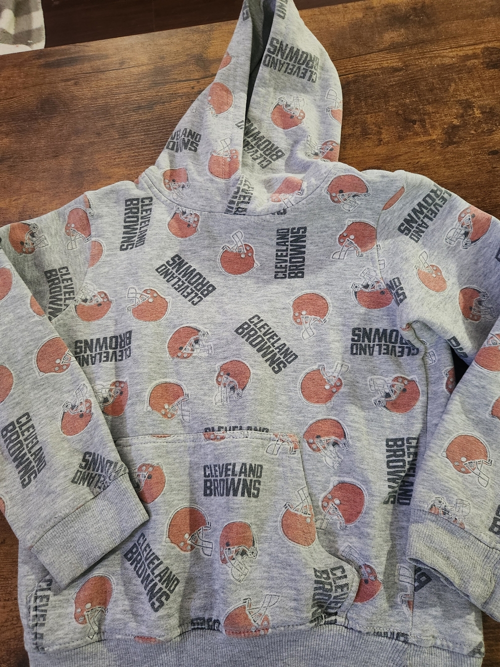 NFL Cleveland Browns Gray & Orange Kids Hoodie Youth MEDIUM